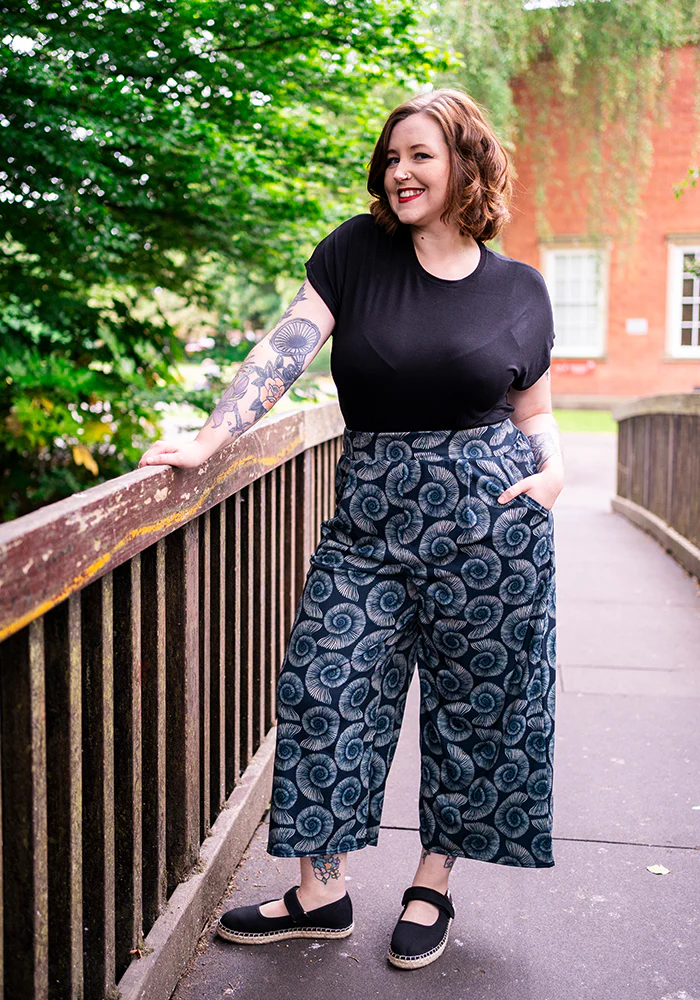 Amari Fossils Print Pull On Wide Leg Culotte Trouser - Image 7