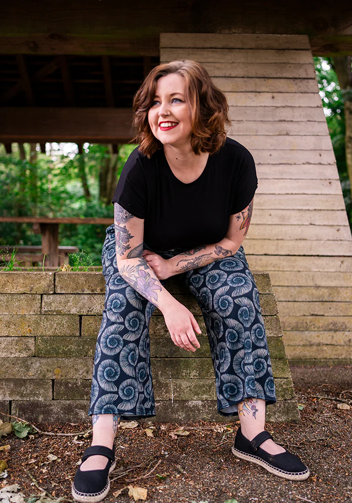 Amari Fossils Print Pull On Wide Leg Culotte Trouser - Image 8