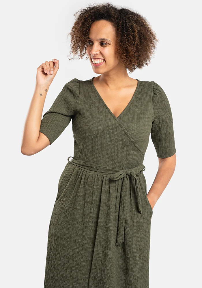 Baxter Plain Khaki Midaxi Dress - Image 5
