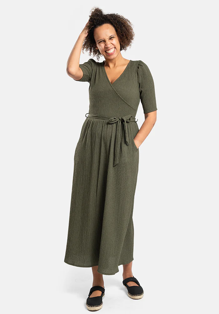 Baxter Plain Khaki Midaxi Dress - Image 9