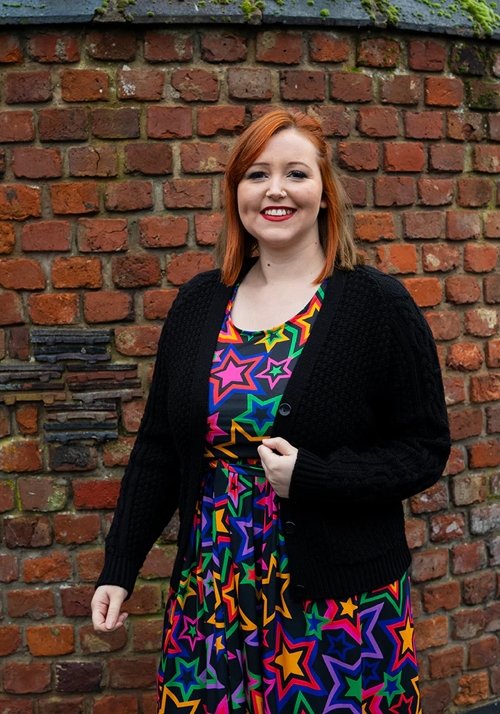 Black Moss Stitch Cardigan - Image 3