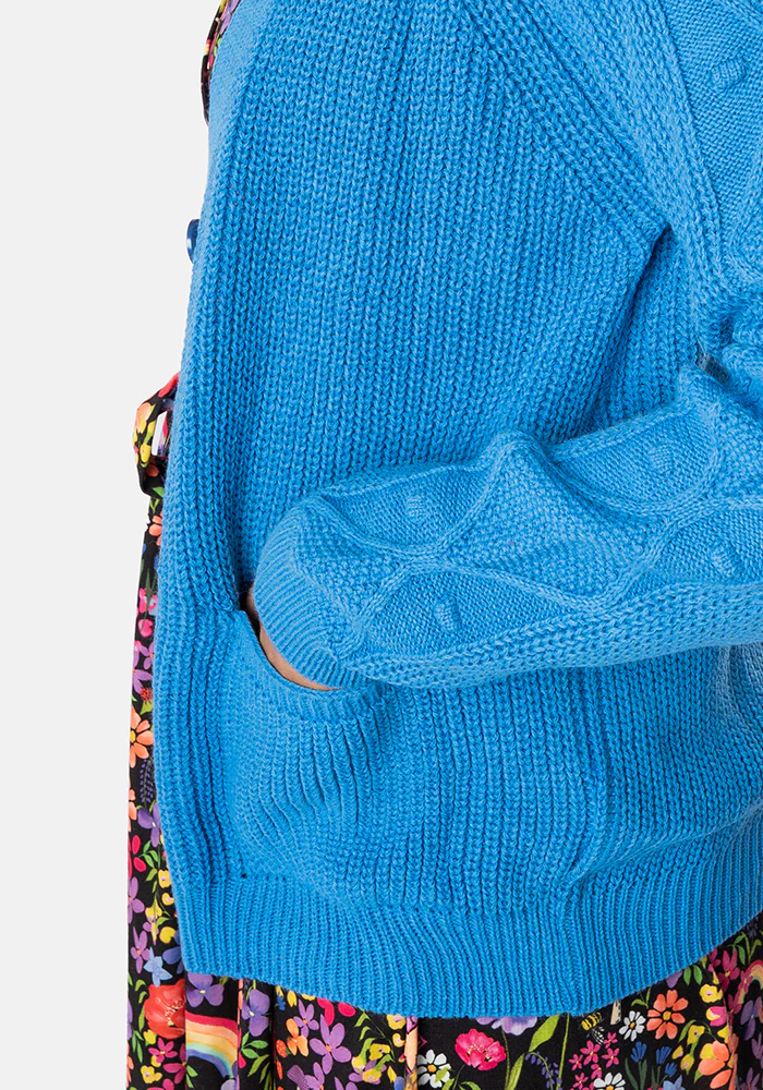 Blue Cable Sleeve Cardigan - Image 4