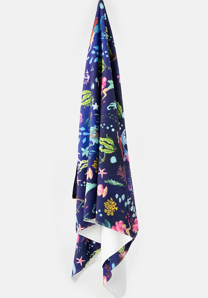 Large Blue Mermaid Print Towel - Image 4