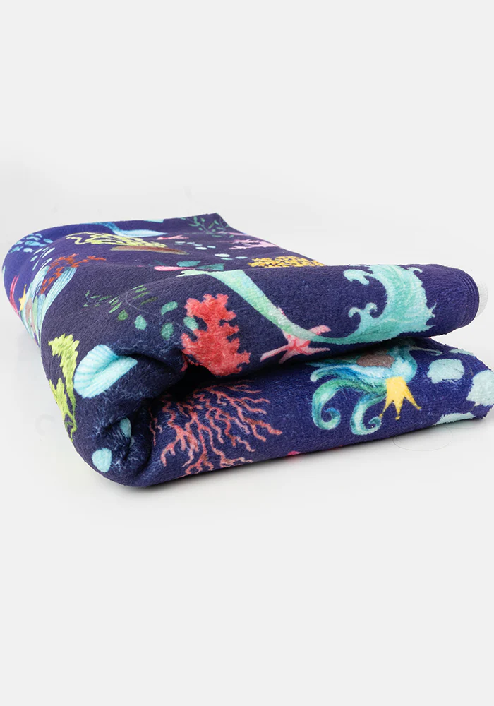 Large Blue Mermaid Print Towel - Image 5