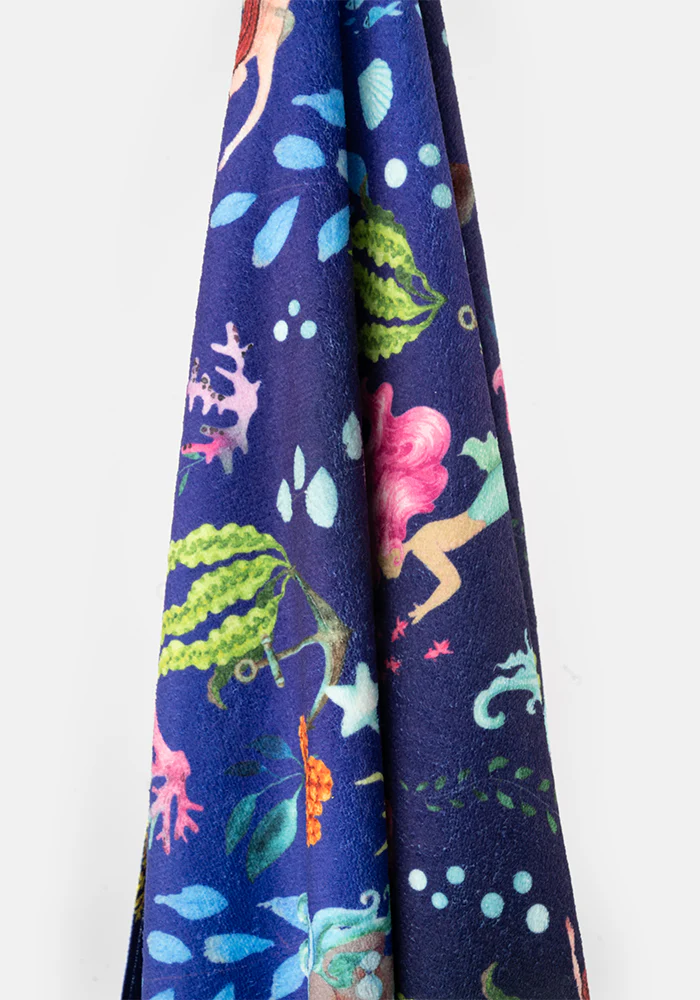 Large Blue Mermaid Print Towel - Image 6