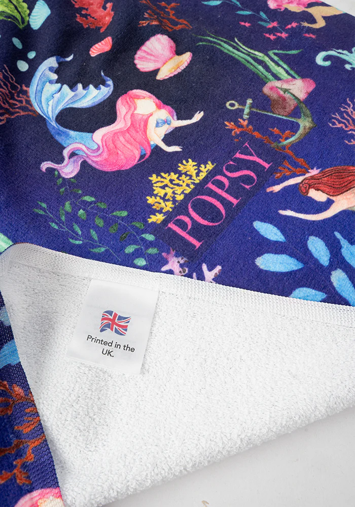 Large Blue Mermaid Print Towel - Image 7