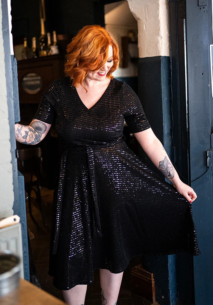 Candescent Black Sequin Swing Dress - Image 10