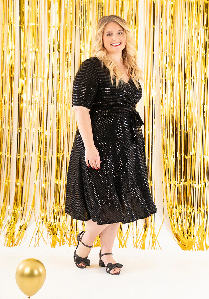 Candescent Black Sequin Swing Dress - Image 18