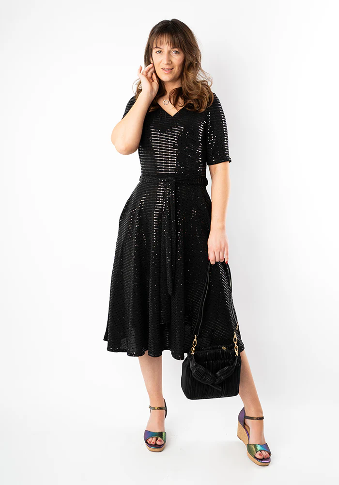 Candescent Black Sequin Swing Dress - Image 7