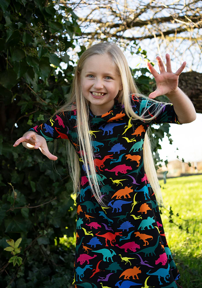 Children's Dinosaur Print Cotton Dress (Adelphi) - Image 4