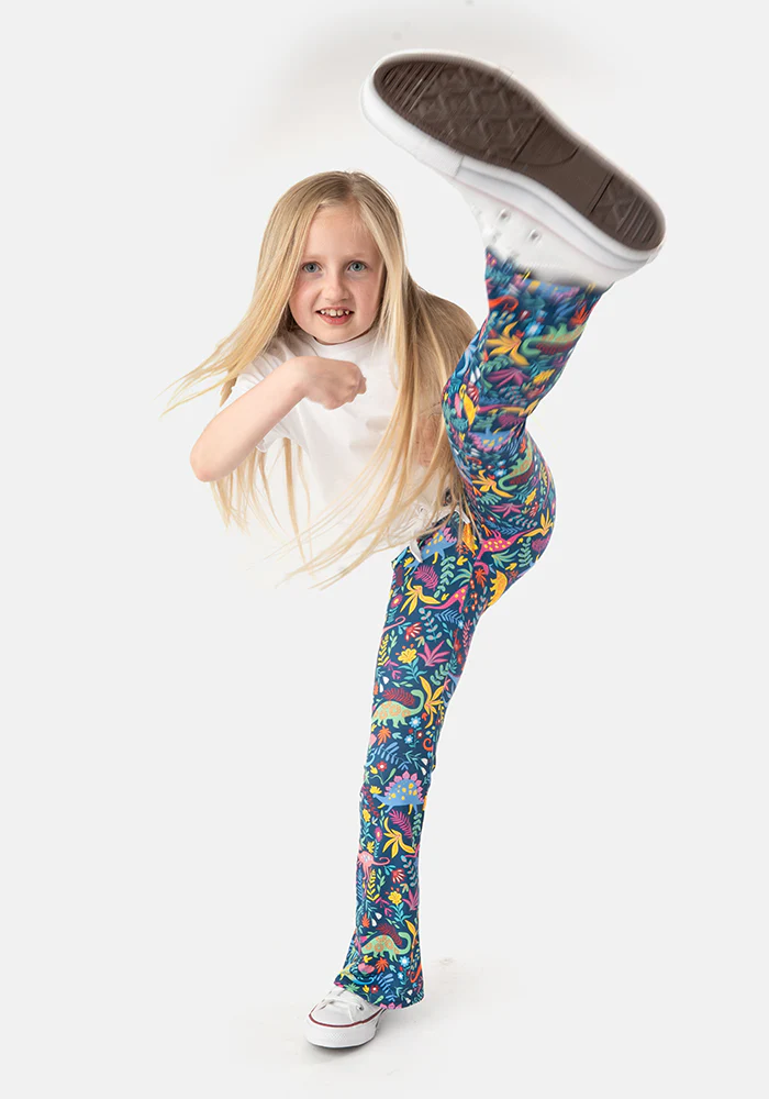 Children's Dinosaur Print Flare Leggings - Image 4