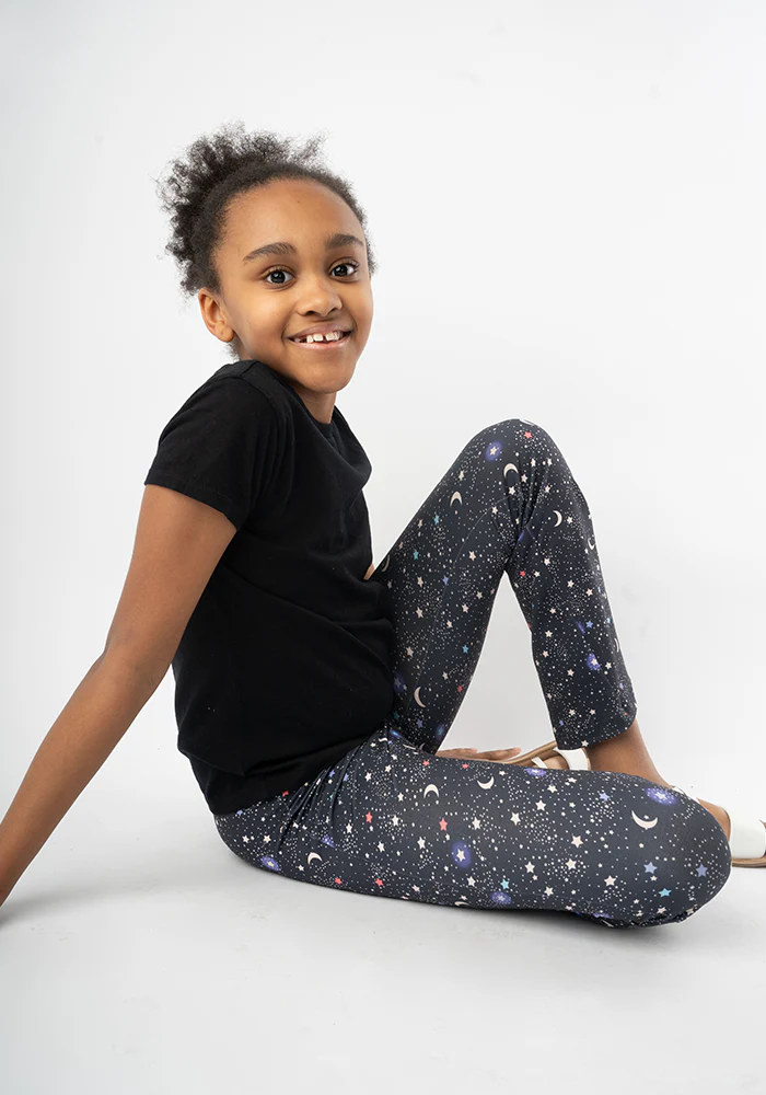 Children's Ditsy Star Print Flare Leggings - Image 6