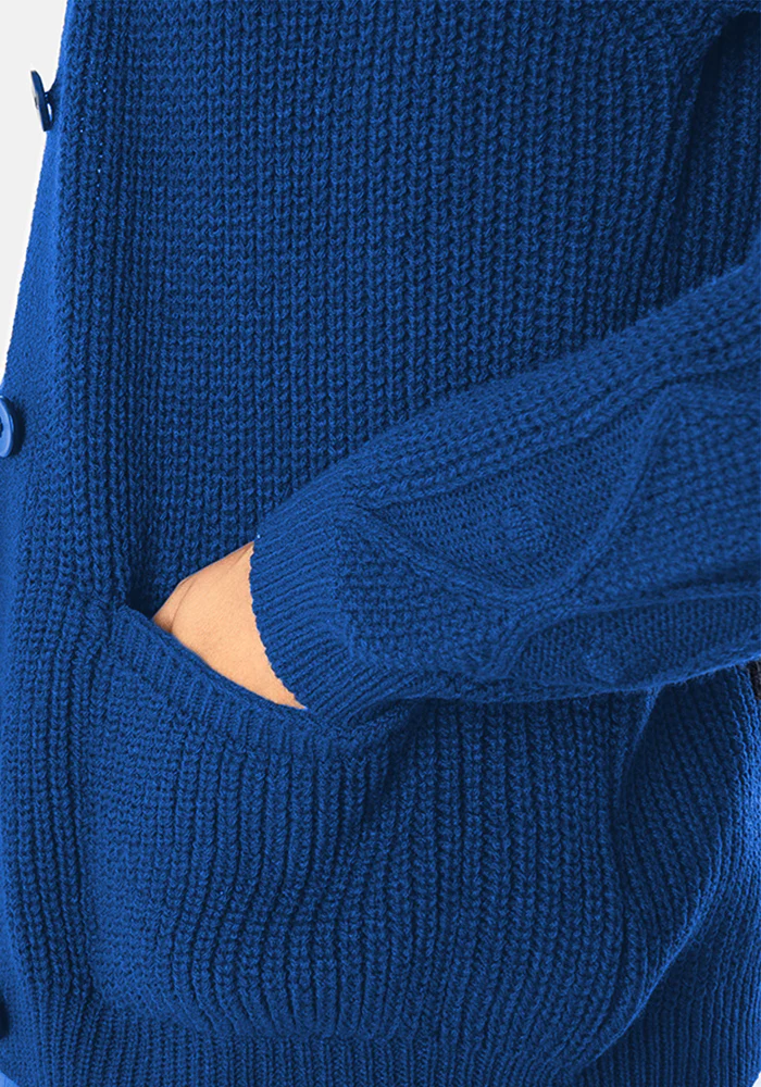 Cobalt Blue Cable Sleeve Cardigan - Image 3