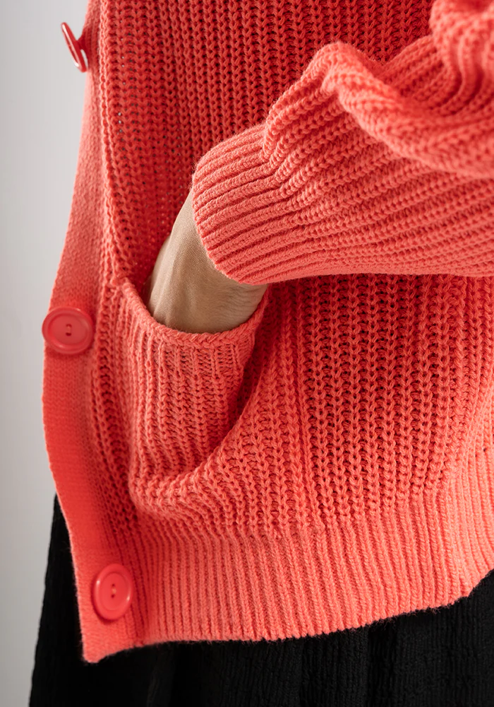 Coral Ribbed Cardigan - Image 3
