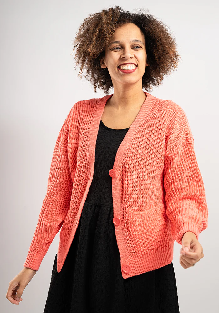 Coral Ribbed Cardigan - Image 4
