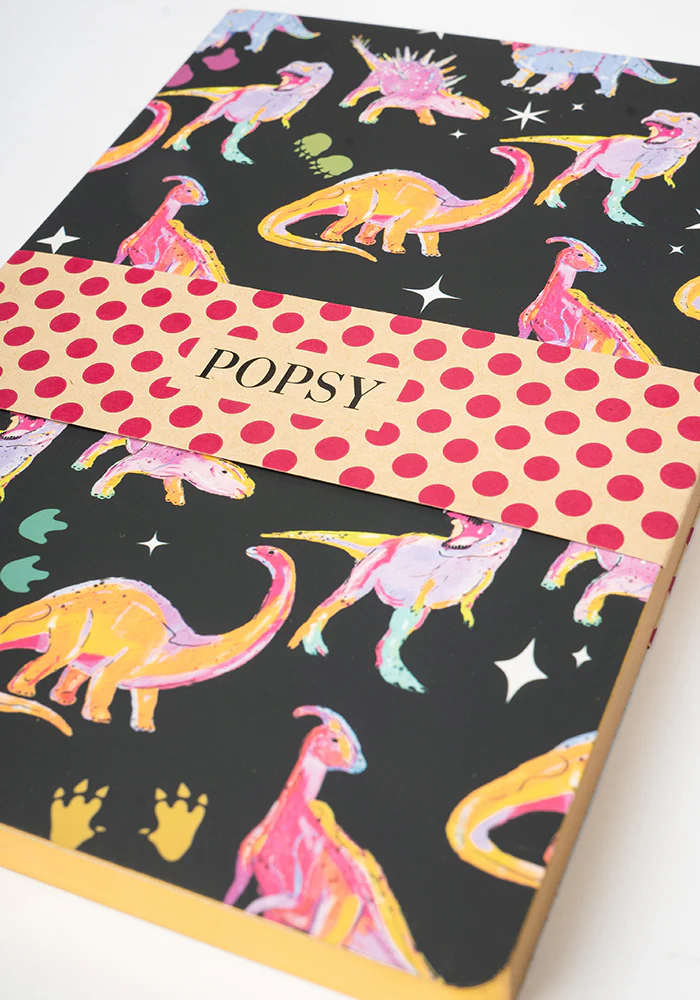 Cute Pink Dinosaur Print Notebook - Colourful Quirky Journal Gift - Image 5