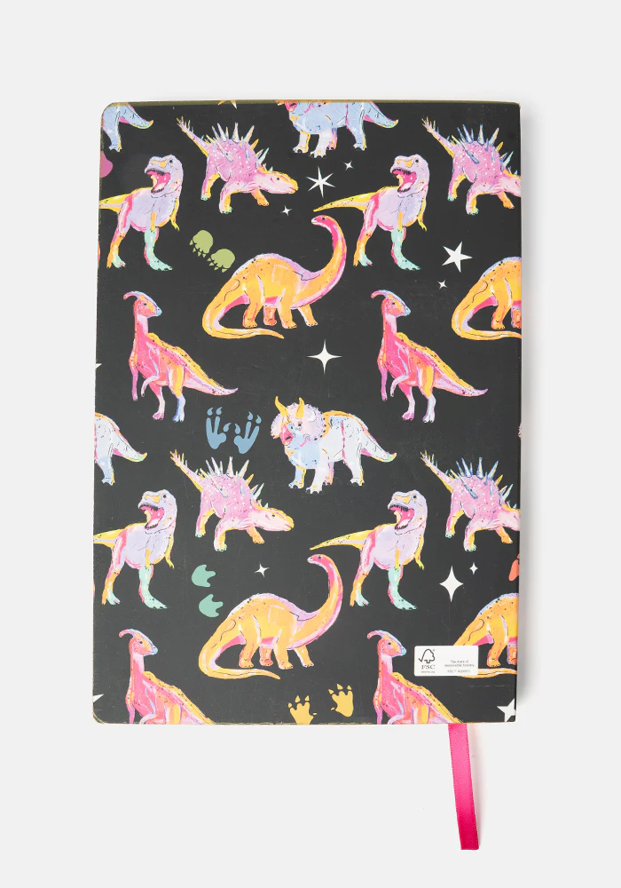 Cute Pink Dinosaur Print Notebook - Colourful Quirky Journal Gift - Image 7