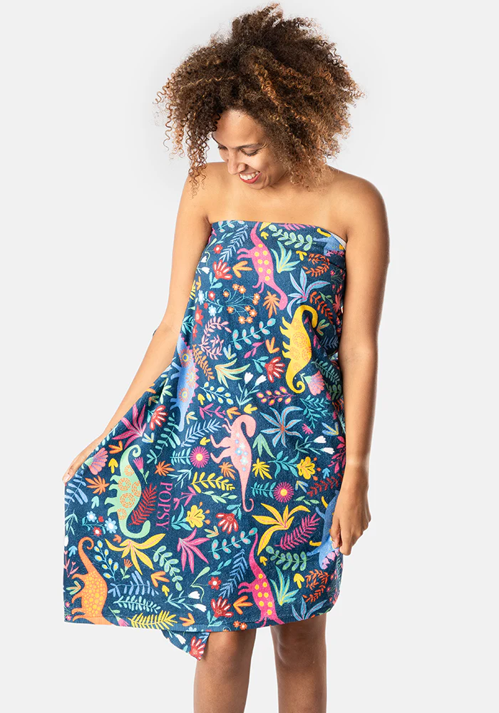 Large Dinosaur Blue Print Towel - Image 6