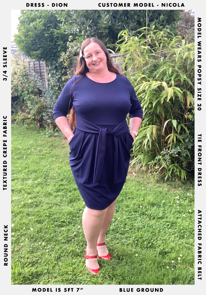 Dion Navy Tie Front Dress - Image 3