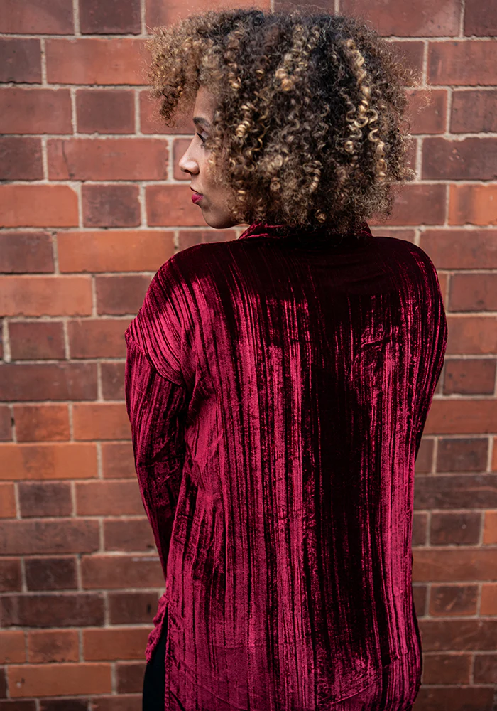 Etty Berry Velvet Plisse Shirt - Image 4