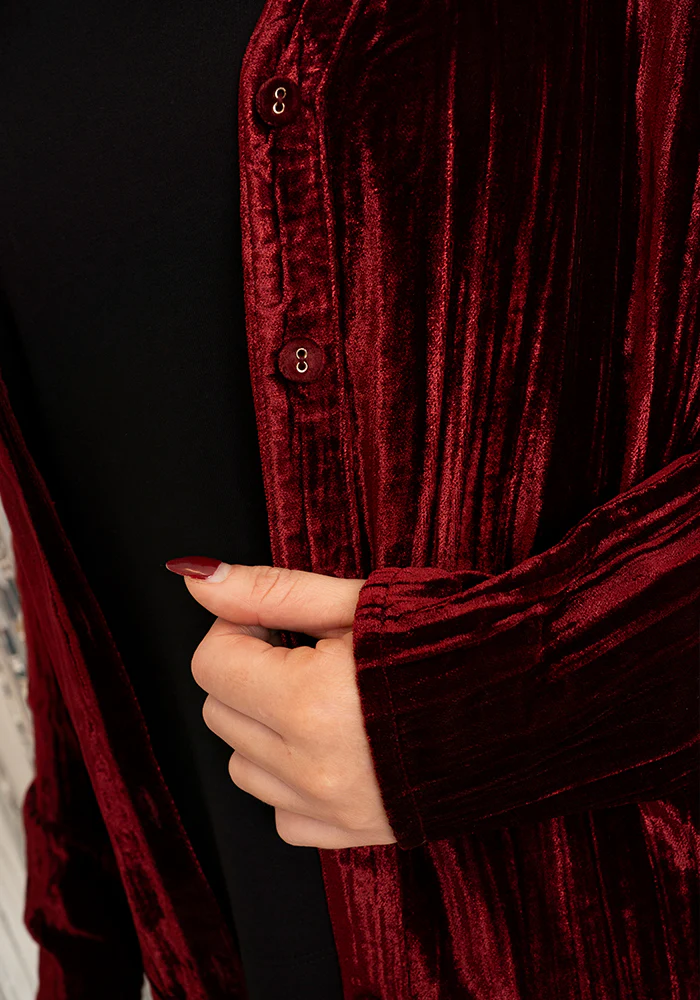 Etty Berry Velvet Plisse Shirt - Image 7