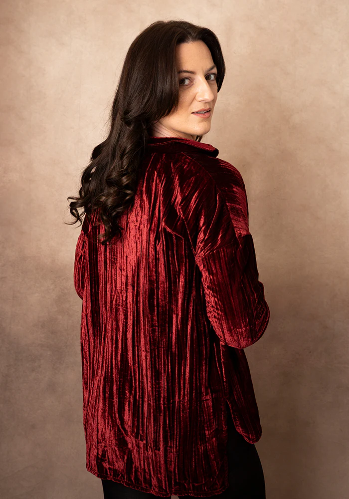 Etty Berry Velvet Plisse Shirt - Image 8