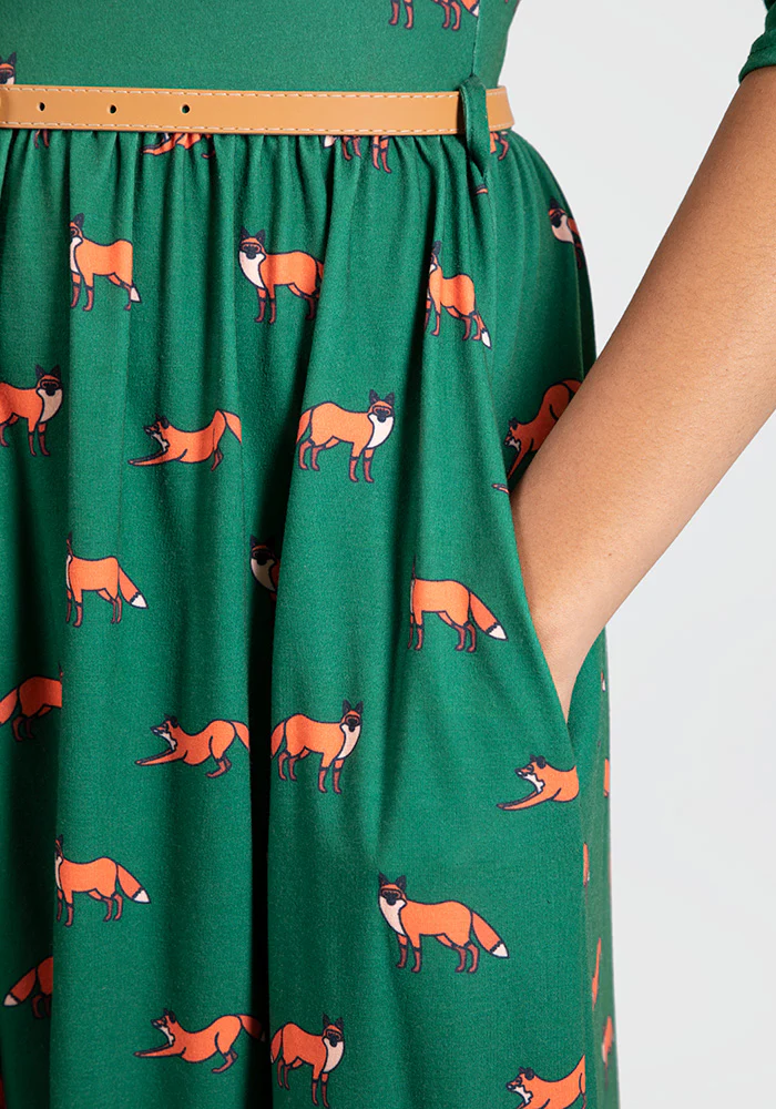 Freya Green Fox Print Dress - Image 3