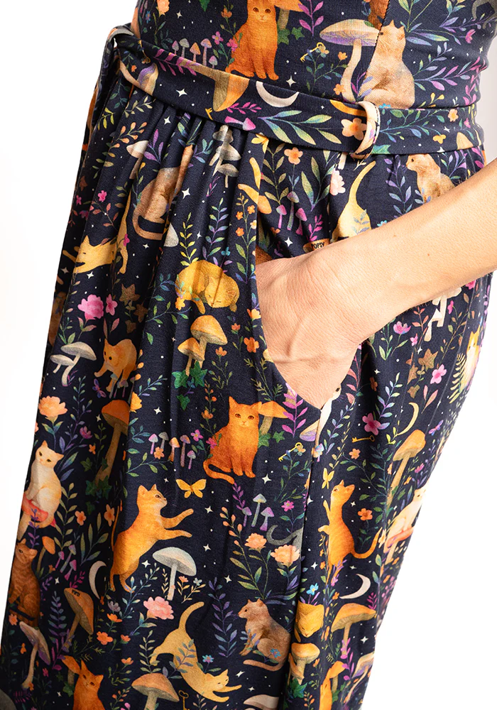 Gurshan Mystical Cat Print Cotton Dress - Image 4