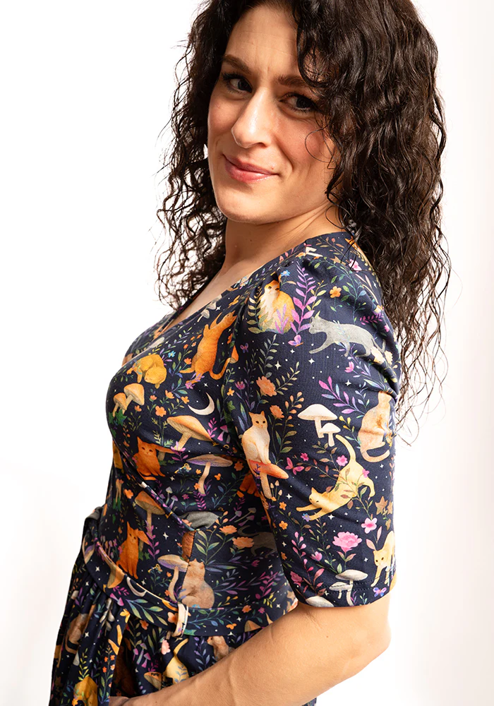 Gurshan Mystical Cat Print Cotton Dress - Image 5