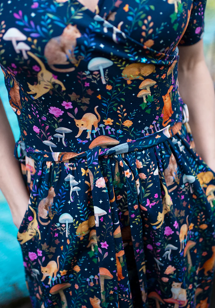 Gurshan Mystical Cat Print Cotton Dress - Image 6