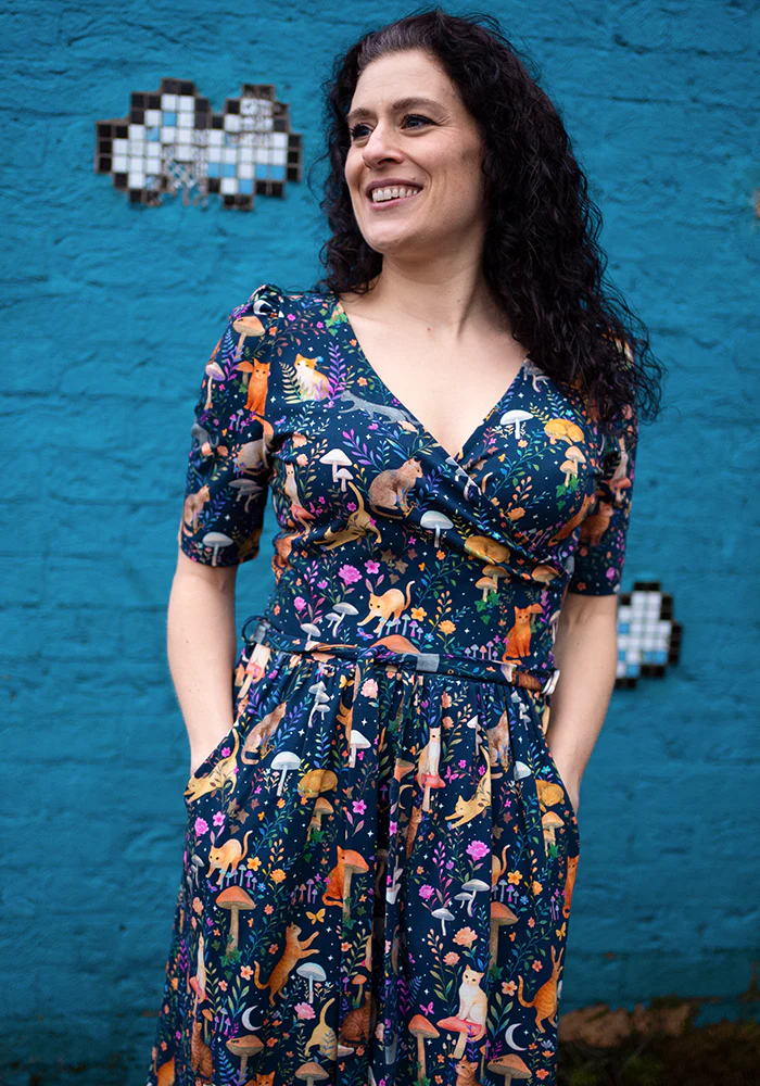 Gurshan Mystical Cat Print Cotton Dress - Image 7