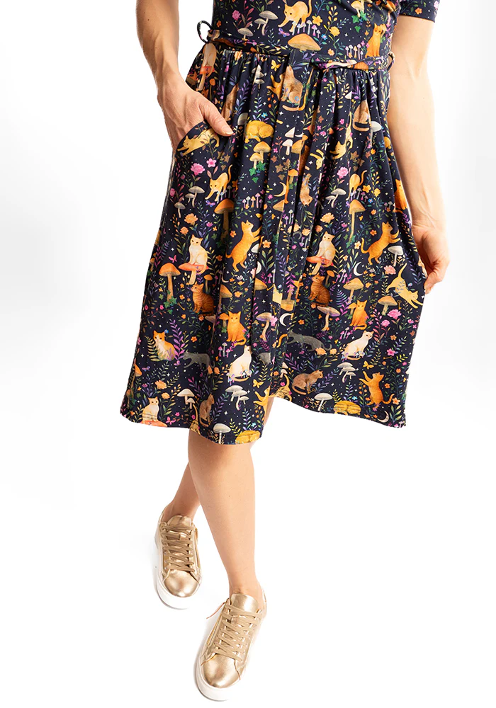 Gurshan Mystical Cat Print Cotton Dress - Image 8