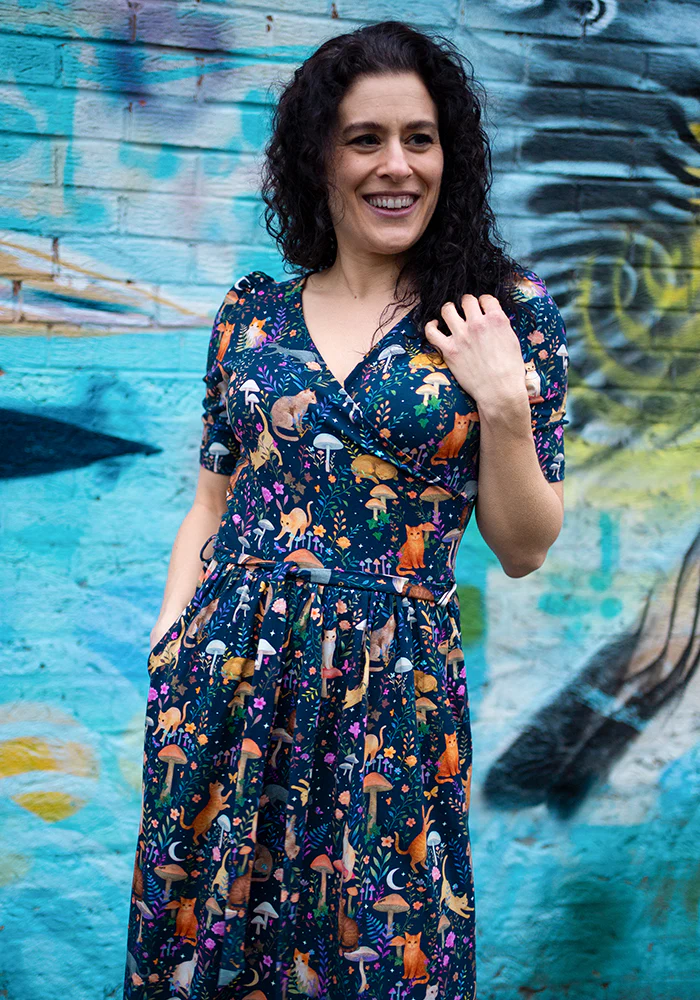 Gurshan Mystical Cat Print Cotton Dress - Image 9