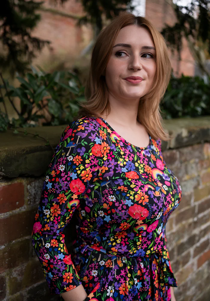 Hepsie Garden Rainbow Print Blouson Dress - Image 5