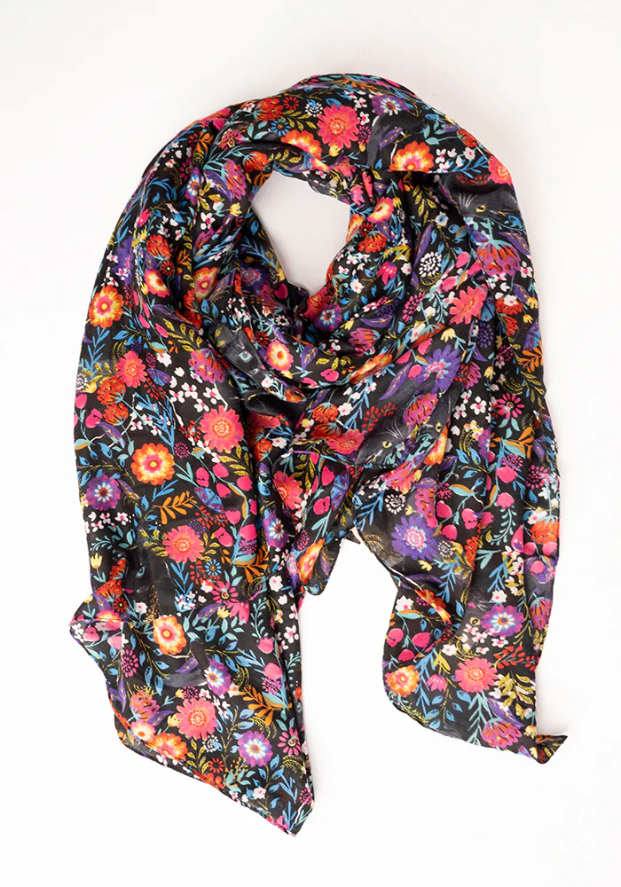 Colourful Women's Lightweight Printed Scarf (Hidden Cat Print) - Image 4