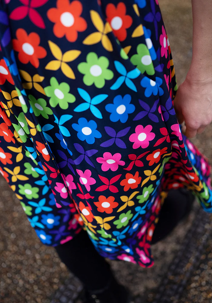 Idalia Retro Rainbow Floral Print Dress - Image 13