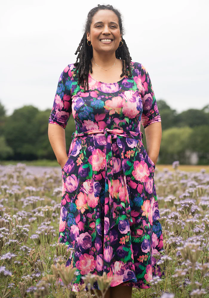 Jessamy Blurred Floral Print Cotton Swing Dress - Bold, Easy & Feel-Good Style - Image 3