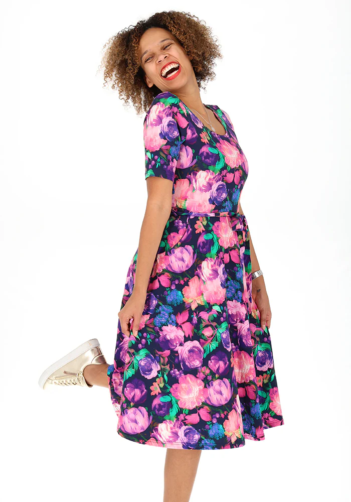 Jessamy Blurred Floral Print Cotton Swing Dress - Bold, Easy & Feel-Good Style - Image 4