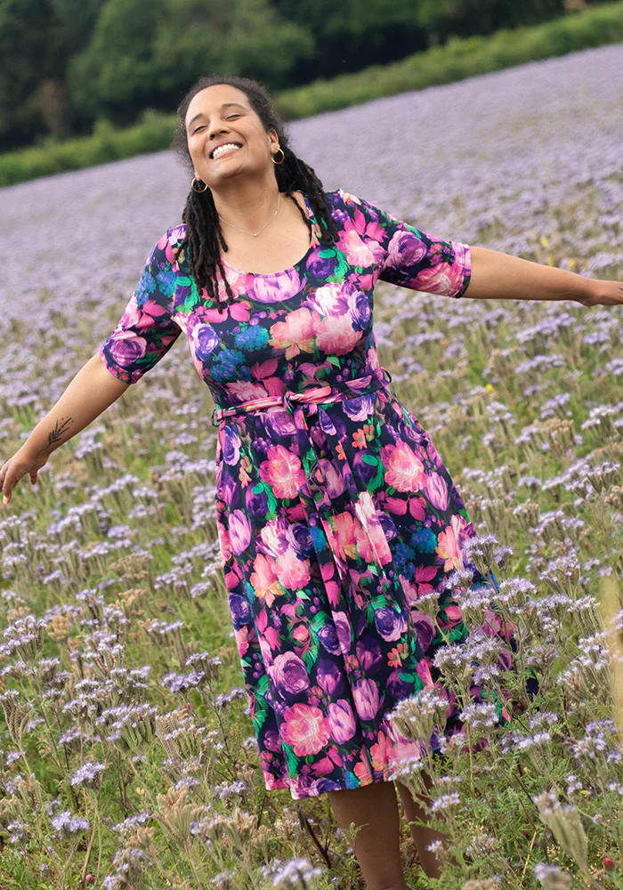 Jessamy Blurred Floral Print Cotton Swing Dress - Bold, Easy & Feel-Good Style - Image 5