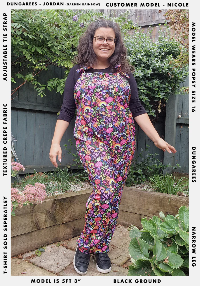 Jordan Rainbow Floral Print Dungaree - Image 4