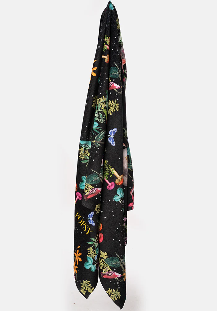 Large Midnight Botanical Print Towel - Image 3
