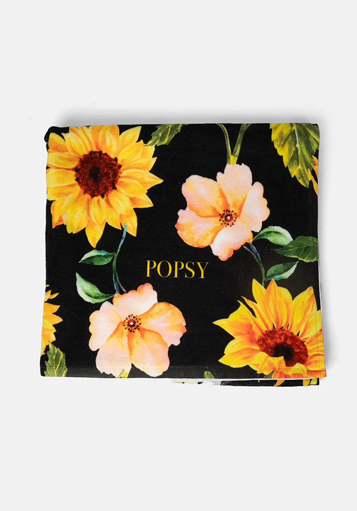 Large Black Sunflower Print Towel - Image 4