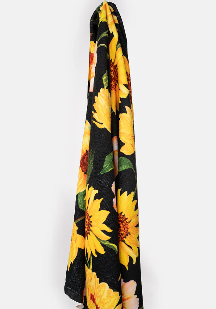 Large Black Sunflower Print Towel - Image 5
