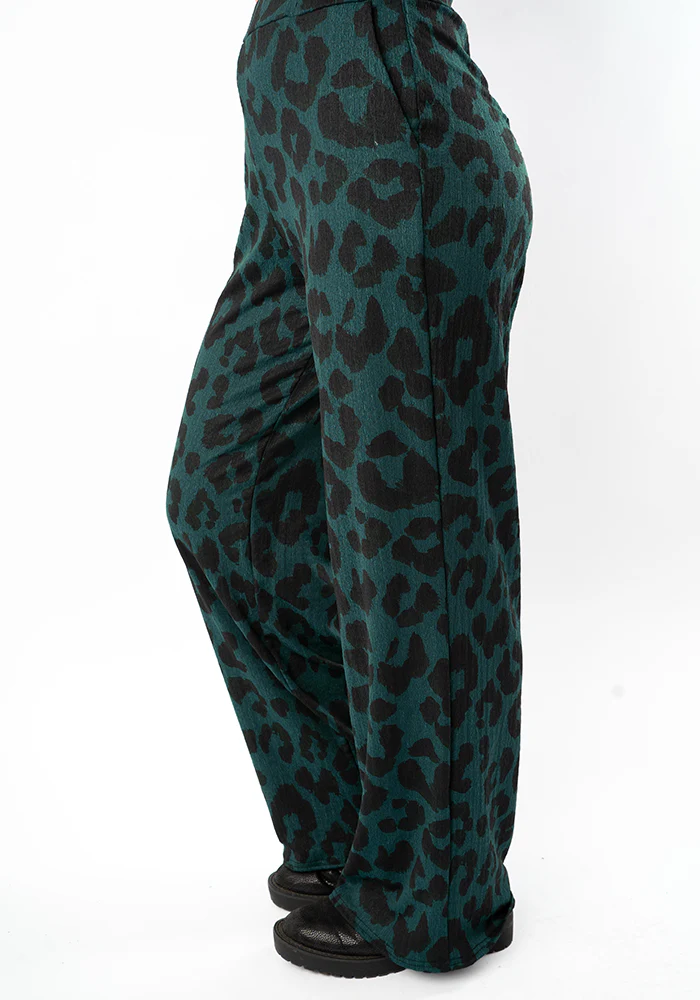 Lita Bottle Green Animal Print Trousers - Image 4