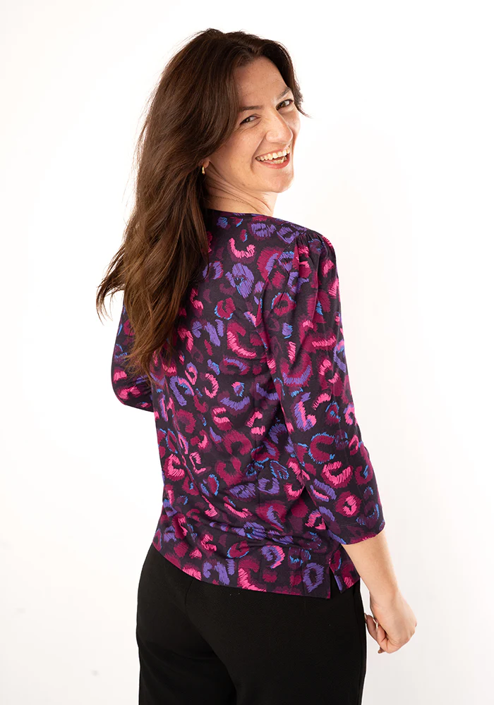Makena Purple Animal Print Viscose Top - Image 4