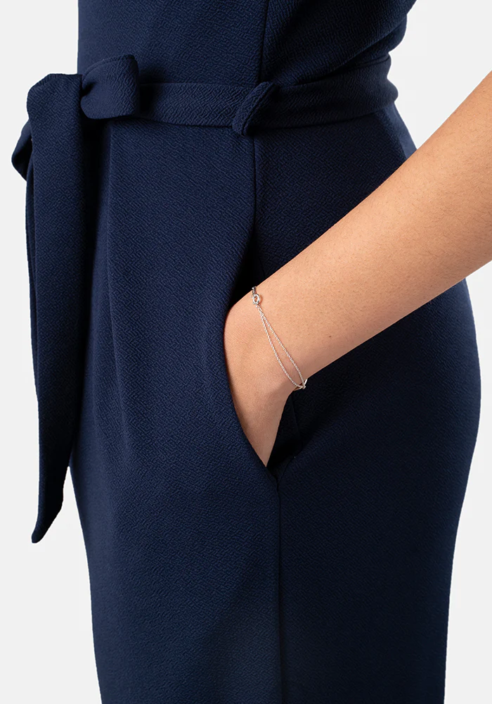 Marina Plain Navy Culotte Jumpsuit - Image 3