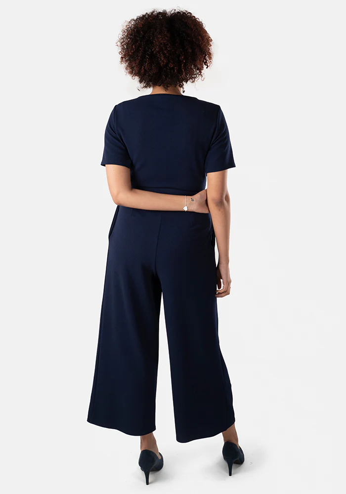 Marina Plain Navy Culotte Jumpsuit - Image 4