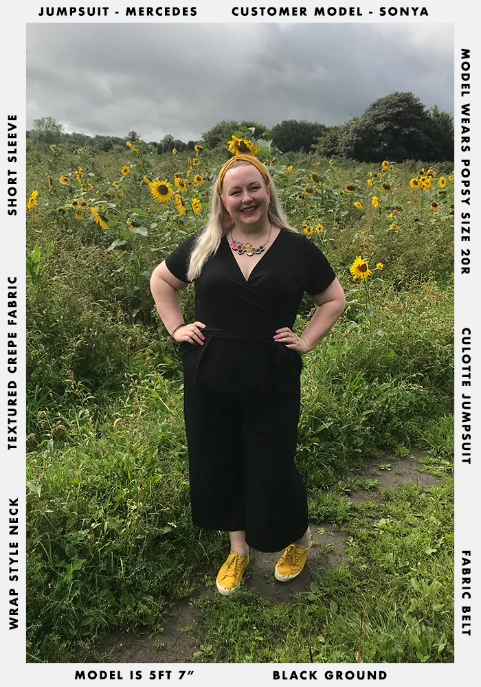 Mercedes Plain Black Culotte Jumpsuit - Image 3