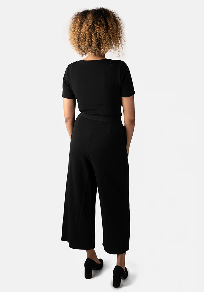Mercedes Plain Black Culotte Jumpsuit - Image 5