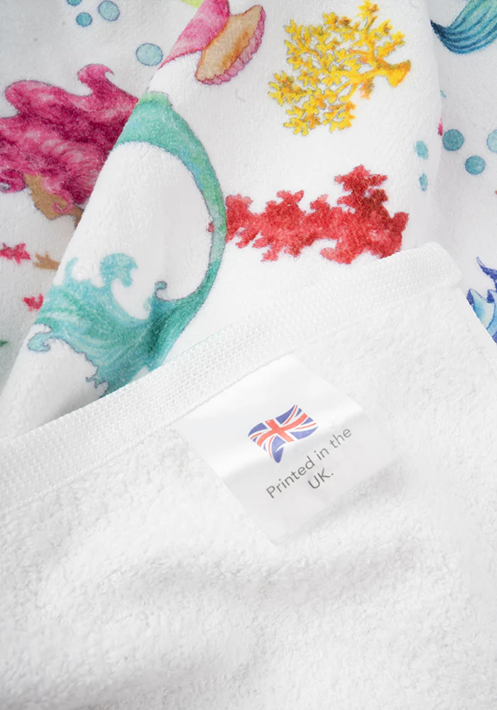 Large White Mermaid Print Towel - Image 4